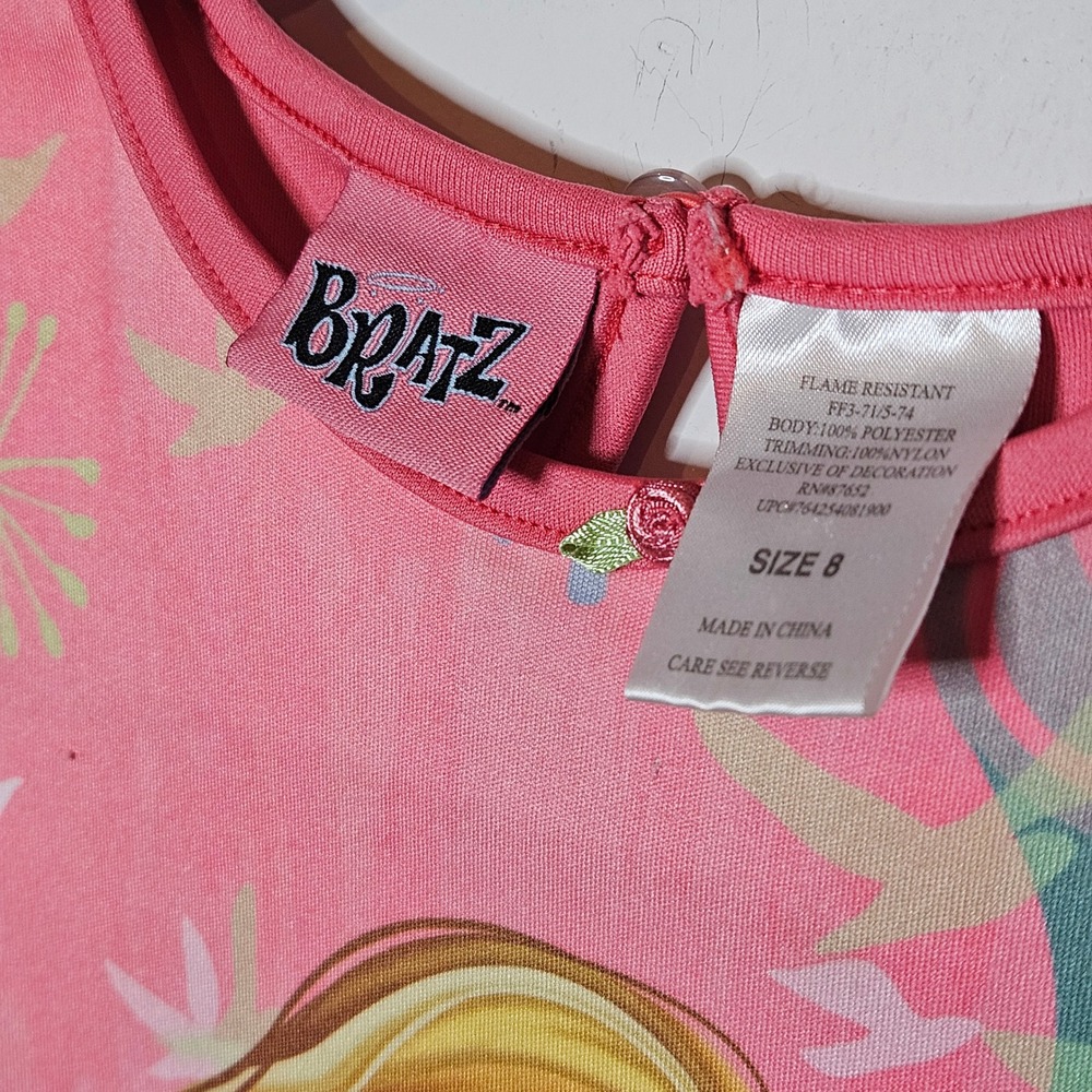 Bratz Y2K Girls Vintage Sleep Nightgown Dress Pink Sleeveless Graphic Sz 8 Kids - Picture 2 of 5